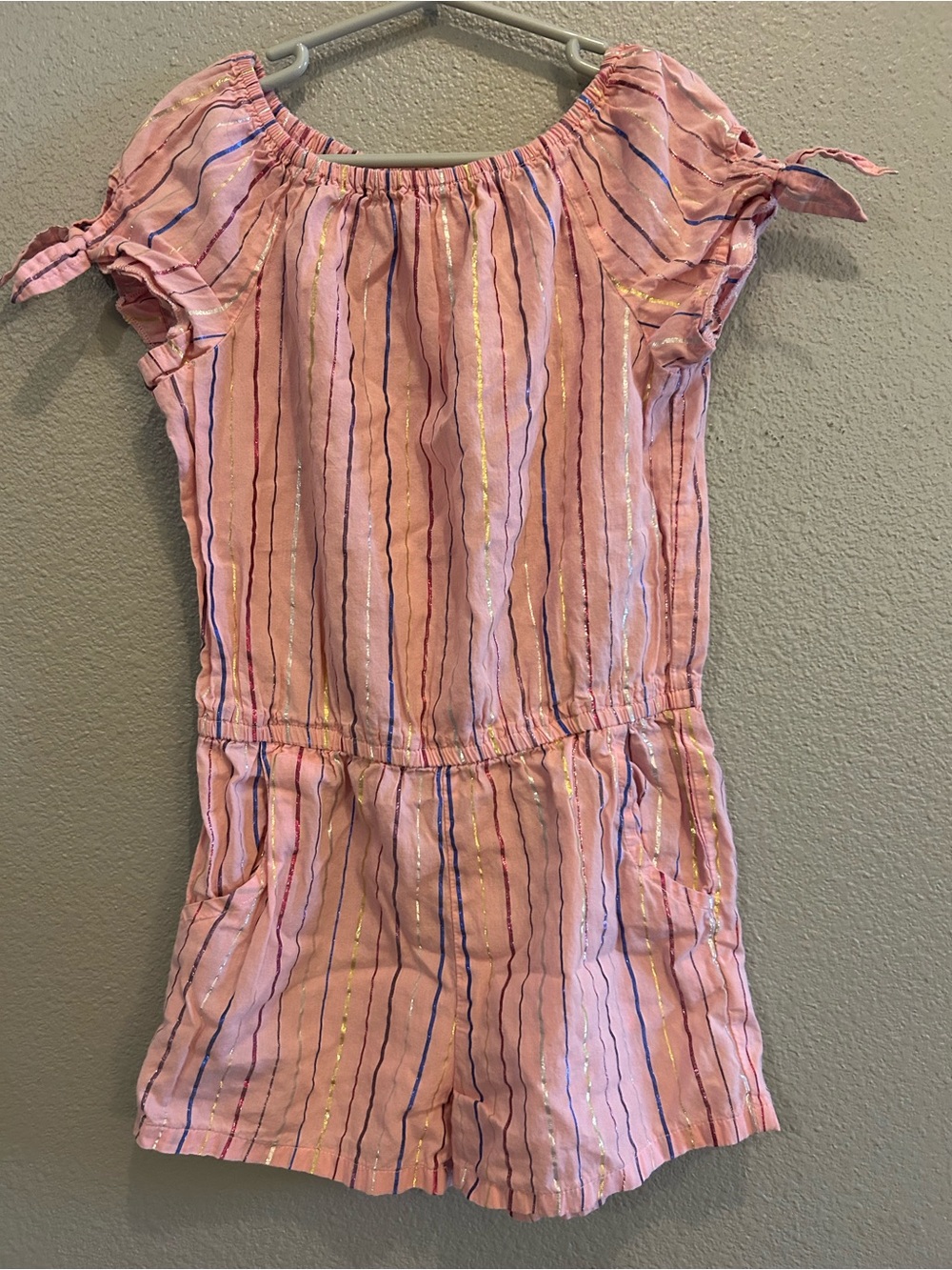 OshKosh B'gosh Pink Striped Short Sleeve Romper